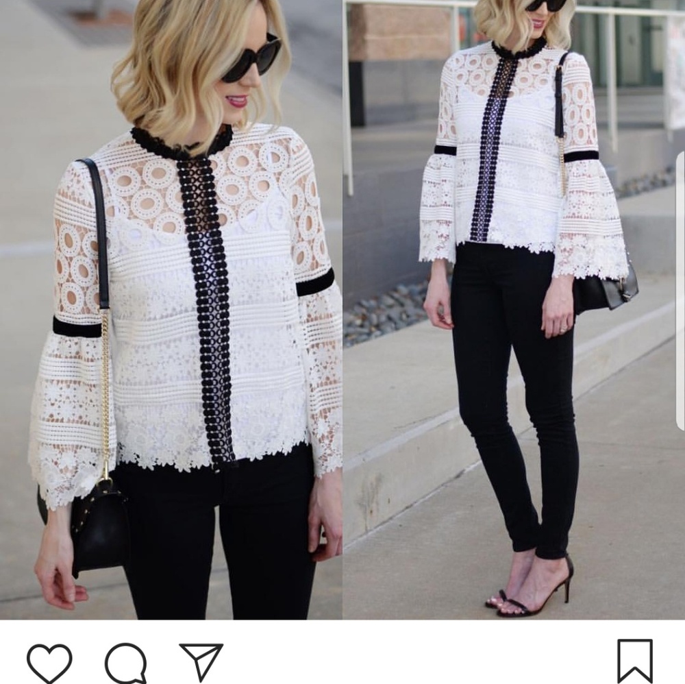 ChicWish White/Black Crochet Top